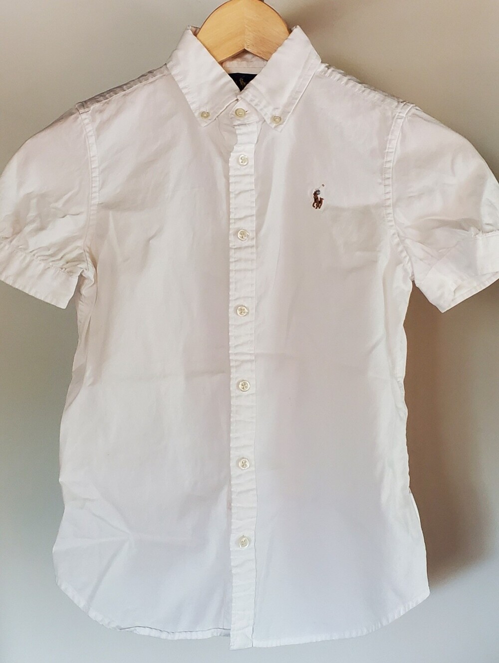 Girls Ralph Lauren White Short Sleeve Oxford Shirt Size 10
